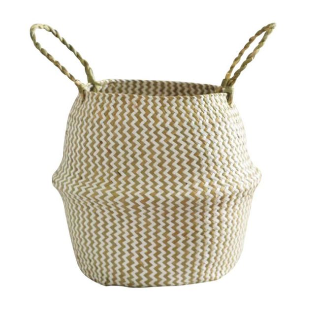 Handmade Storage Basket Seagrass Wickerwork Flower Pot Plant Basket Home Garden Decoration Foldable Laundry Organizer