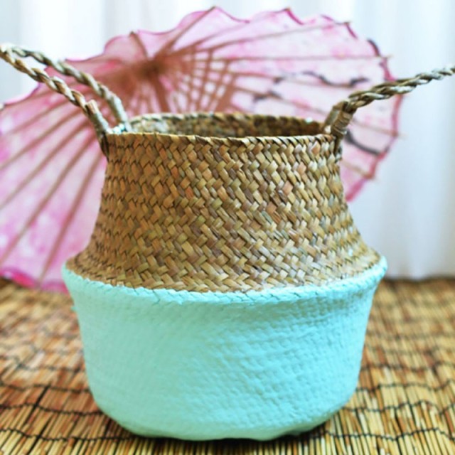 Handmade Storage Basket Seagrass Wickerwork Flower Pot Plant Basket Home Garden Decoration Foldable Laundry Organizer