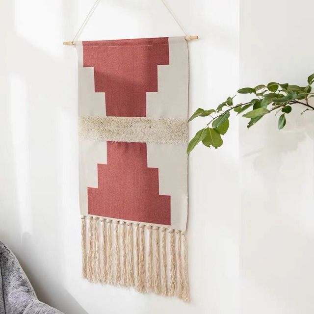 Home Boho Decor Macrame  Cotton Tassel Handmade Woven Wall Hanging Tapestry geometric canvas wall Art background cloth tapestry