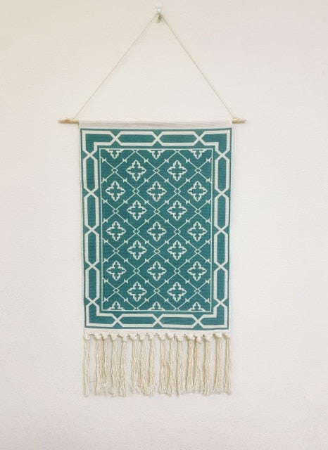 Home Boho Decor Macrame  Cotton Tassel Handmade Woven Wall Hanging Tapestry geometric canvas wall Art background cloth tapestry