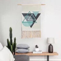 Home Boho Decor Macrame  Cotton Tassel Handmade Woven Wall Hanging Tapestry geometric canvas wall Art background cloth tapestry