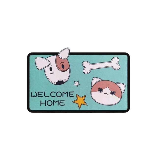 Cartoon Welcome Entrance Doormats Carpets Rugs For Home Bath Living Room Floor Stair Kitchen Hallway Non-Slip Cat Dog Pet Gamer
