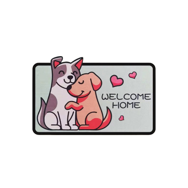 Cartoon Welcome Entrance Doormats Carpets Rugs For Home Bath Living Room Floor Stair Kitchen Hallway Non-Slip Cat Dog Pet Gamer