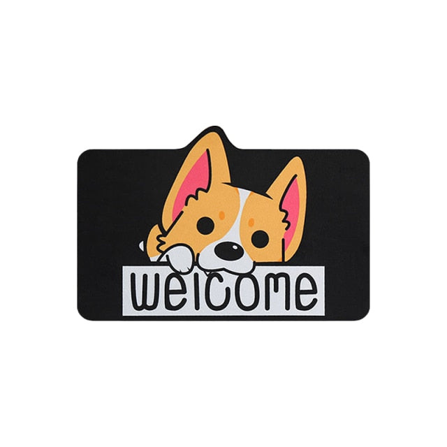 Cartoon Welcome Entrance Doormats Carpets Rugs For Home Bath Living Room Floor Stair Kitchen Hallway Non-Slip Cat Dog Pet Gamer