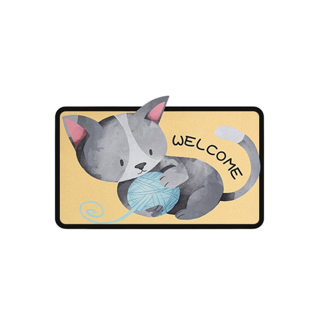 Cartoon Welcome Entrance Doormats Carpets Rugs For Home Bath Living Room Floor Stair Kitchen Hallway Non-Slip Cat Dog Pet Gamer