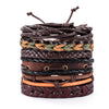 Retro Multi-layer Leather Bracelets For Man Wooden Beads Bracelet Handmade Owl Anchor Infinty Charm Bracelet Wrap Jewel