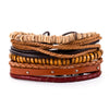 Retro Multi-layer Leather Bracelets For Man Wooden Beads Bracelet Handmade Owl Anchor Infinty Charm Bracelet Wrap Jewel