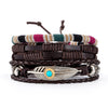 Retro Multi-layer Leather Bracelets For Man Wooden Beads Bracelet Handmade Owl Anchor Infinty Charm Bracelet Wrap Jewel