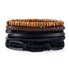 Retro Multi-layer Leather Bracelets For Man Wooden Beads Bracelet Handmade Owl Anchor Infinty Charm Bracelet Wrap Jewel