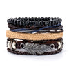 Retro Multi-layer Leather Bracelets For Man Wooden Beads Bracelet Handmade Owl Anchor Infinty Charm Bracelet Wrap Jewel