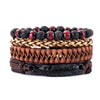 Retro Multi-layer Leather Bracelets For Man Wooden Beads Bracelet Handmade Owl Anchor Infinty Charm Bracelet Wrap Jewel