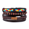 Retro Multi-layer Leather Bracelets For Man Wooden Beads Bracelet Handmade Owl Anchor Infinty Charm Bracelet Wrap Jewel