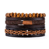 Retro Multi-layer Leather Bracelets For Man Wooden Beads Bracelet Handmade Owl Anchor Infinty Charm Bracelet Wrap Jewel