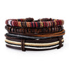 Retro Multi-layer Leather Bracelets For Man Wooden Beads Bracelet Handmade Owl Anchor Infinty Charm Bracelet Wrap Jewel