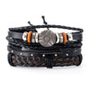 Retro Multi-layer Leather Bracelets For Man Wooden Beads Bracelet Handmade Owl Anchor Infinty Charm Bracelet Wrap Jewel