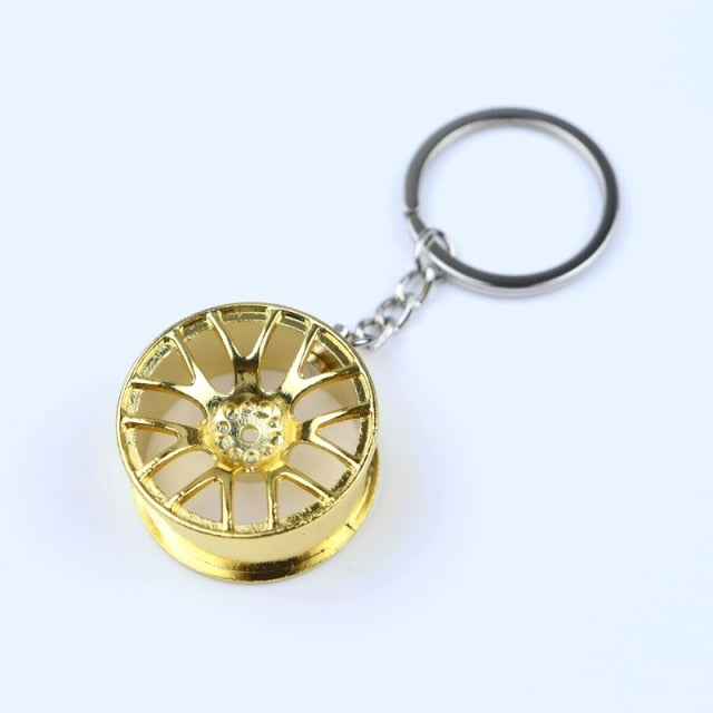 Creative gift car metal keychain turbo gear hub pendant brake disc shock absorber Pendant