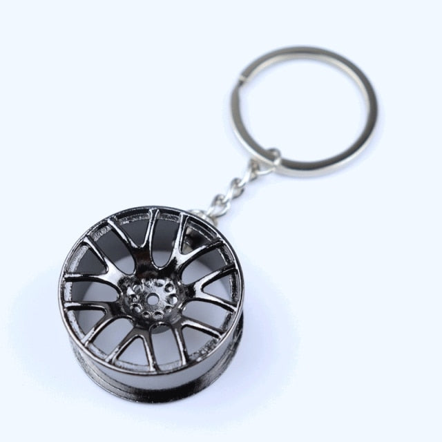 Creative gift car metal keychain turbo gear hub pendant brake disc shock absorber Pendant