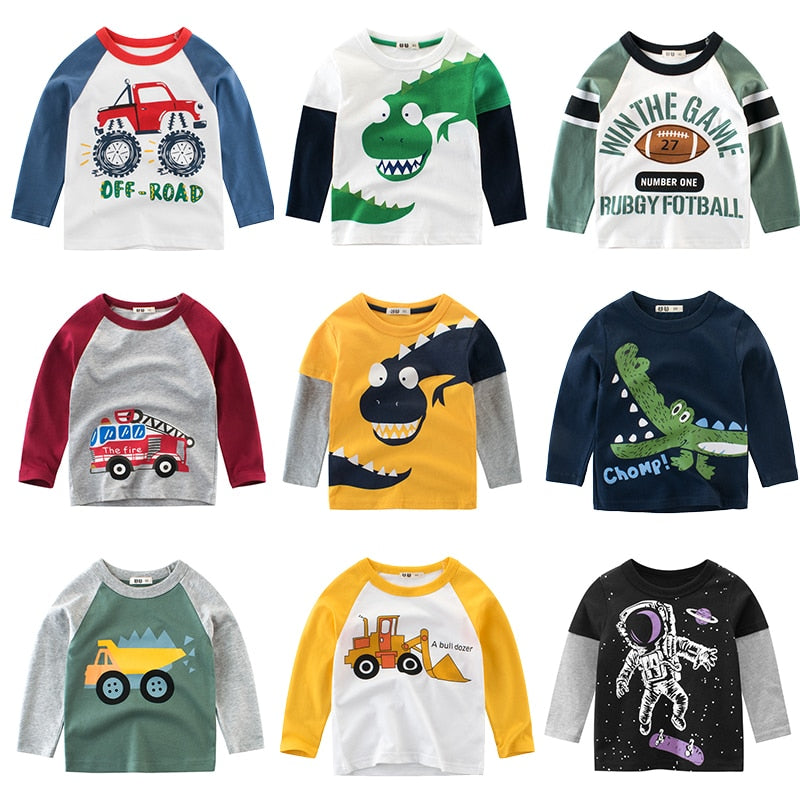 Children Girls Boys a Boy Shirt Child Kid's Dinosaur Kid Cotton Cartoon Tops Clothing Clothes