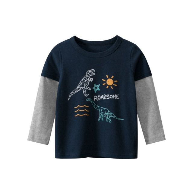 Children Girls Boys a Boy Shirt Child Kid's Dinosaur Kid Cotton Cartoon Tops Clothing Clothes