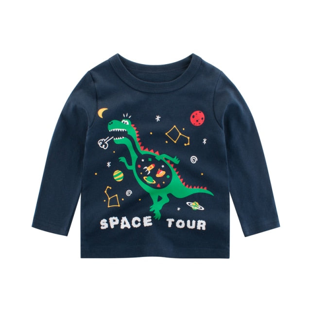 Children Girls Boys a Boy Shirt Child Kid's Dinosaur Kid Cotton Cartoon Tops Clothing Clothes