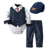 Baby Suits Newborn Boy Clothes Romper + Vest + Hat Formal Clothing Outfit Party Bow Tie Children Birthday Dress New Born 0- 24 M