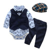 Baby Suits Newborn Boy Clothes Romper + Vest + Hat Formal Clothing Outfit Party Bow Tie Children Birthday Dress New Born 0- 24 M