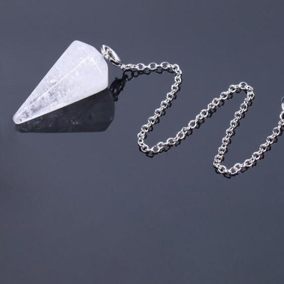 Healing Pendulum for Divination Pink Quartz Pendulums Biolocation Natural Gem Stone Chain Men Reiki Crystal Pendant