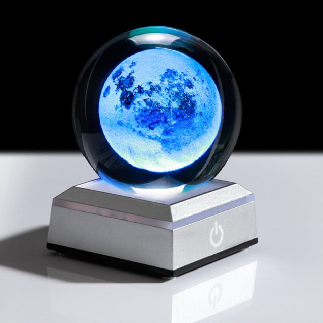 K9 Crystal Solar System Planet Globe 3D Laser Engraved Sun System Ball with Touch Switch LED Light Base Astronomy Gifts