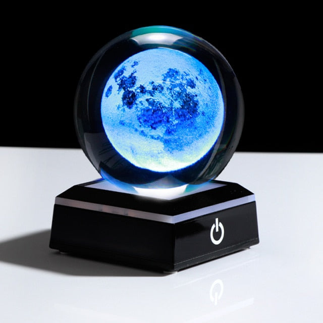 K9 Crystal Solar System Planet Globe 3D Laser Engraved Sun System Ball with Touch Switch LED Light Base Astronomy Gifts