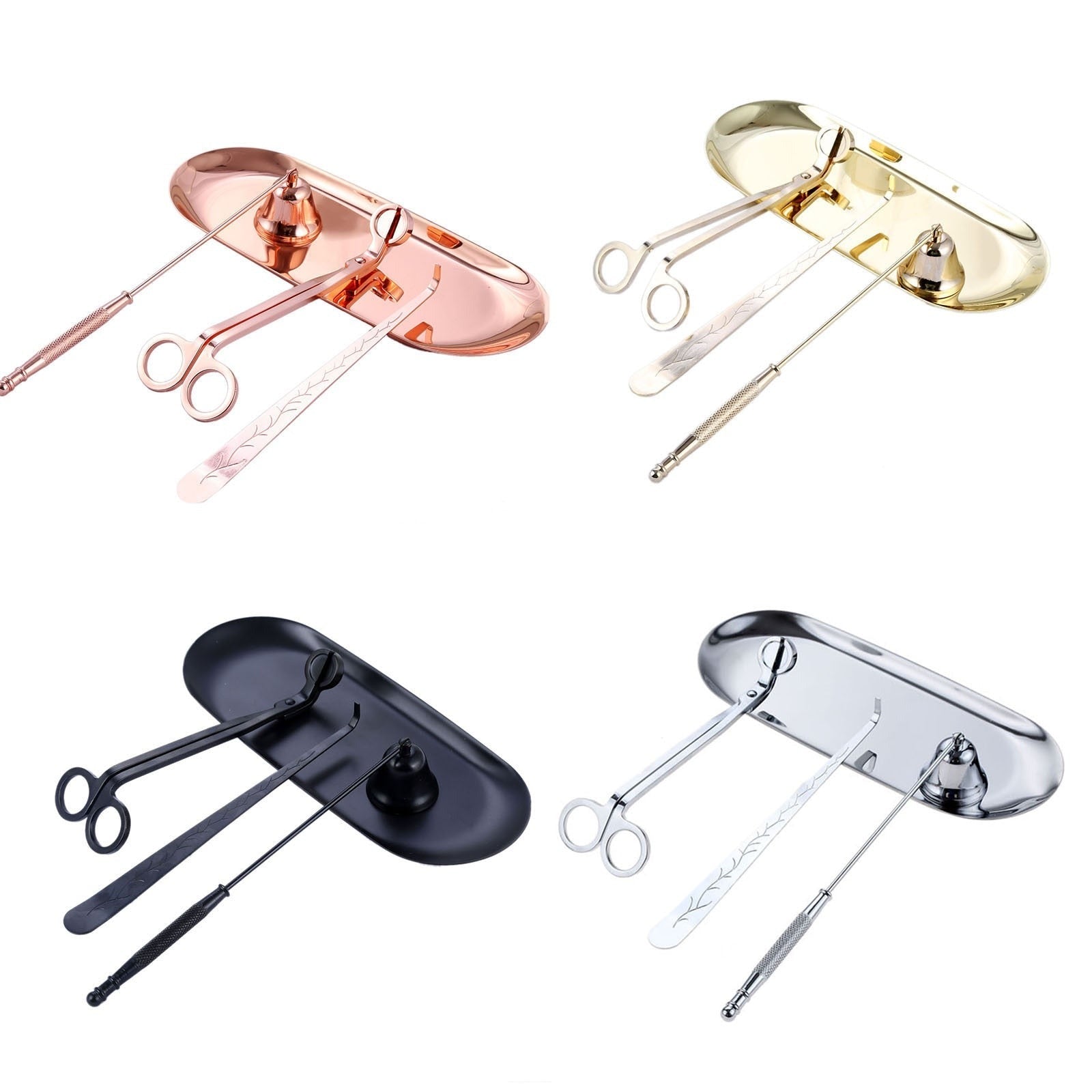 4pcs/set Candle Snuffer Trimmer Hook Tray Dipper Candle scissors Accessory Stainless Steel Extinguisher Flame Home Decoration