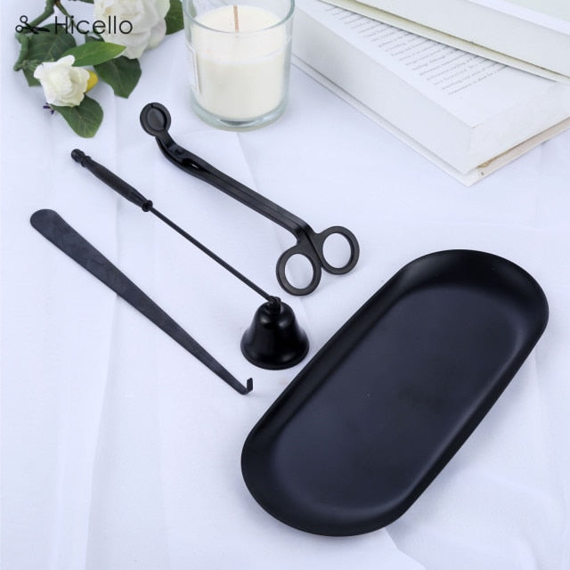 4pcs/set Candle Snuffer Trimmer Hook Tray Dipper Candle scissors Accessory Stainless Steel Extinguisher Flame Home Decoration