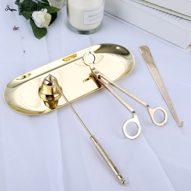 4pcs/set Candle Snuffer Trimmer Hook Tray Dipper Candle scissors Accessory Stainless Steel Extinguisher Flame Home Decoration