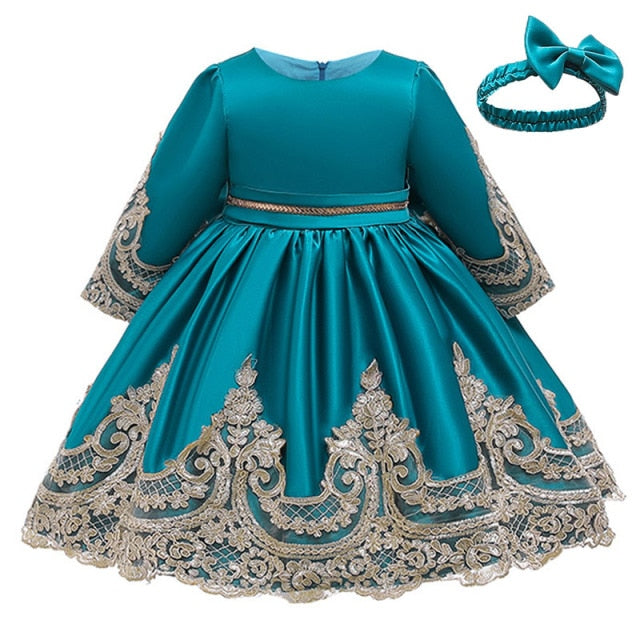 LZH Kids New Year Christmas Dress For Girls Elegant Princess Dress Children Girls 1 Year Birthday Wedding Evening Party Dress