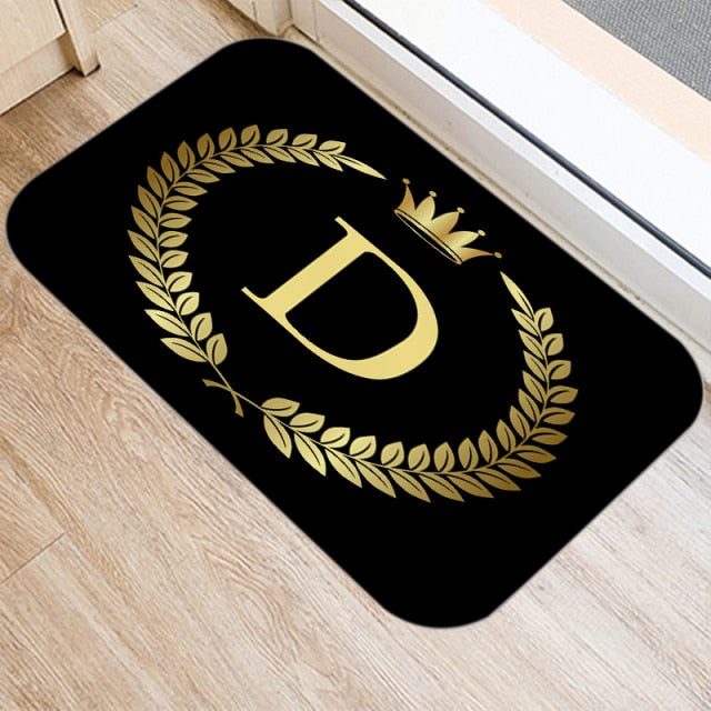 Black Golden Crown Printed Letter 40*60 Kitchen Entrance Door Mat Coral Velvet Carpet Doormat Indoor Floor Mats Anti-Slip Rug