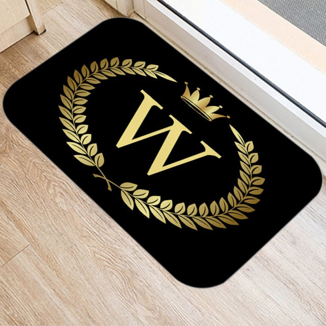 Black Golden Crown Printed Letter 40*60 Kitchen Entrance Door Mat Coral Velvet Carpet Doormat Indoor Floor Mats Anti-Slip Rug