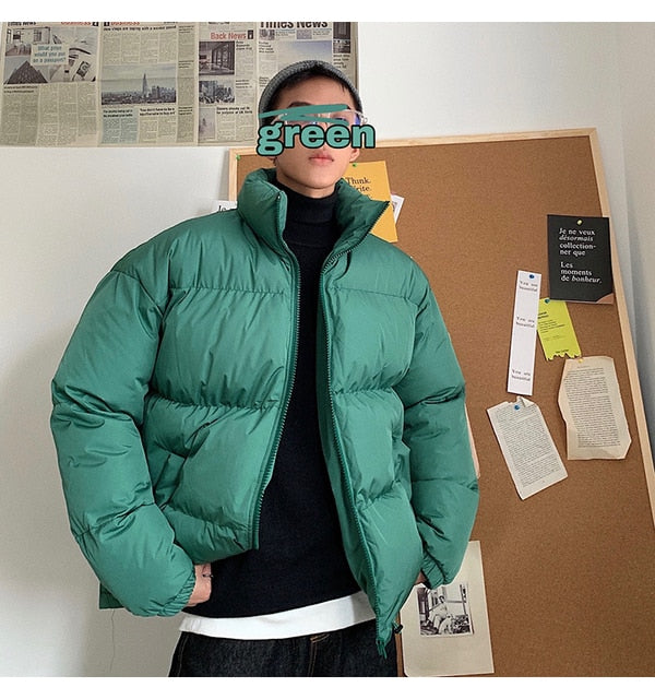 Men Colorful Bubble Coat Winter Jacket Mens Streetwear Hip Hop Parka Korean Black Clothes Puffer Jackets