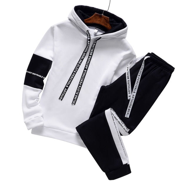 Winter Hoodie Sets Men Tracksuit Casual Hoodies Sweatshirt+Sweatpants 2 Piece Set Male Pullover Hoody Fashion Streetwear Clothes