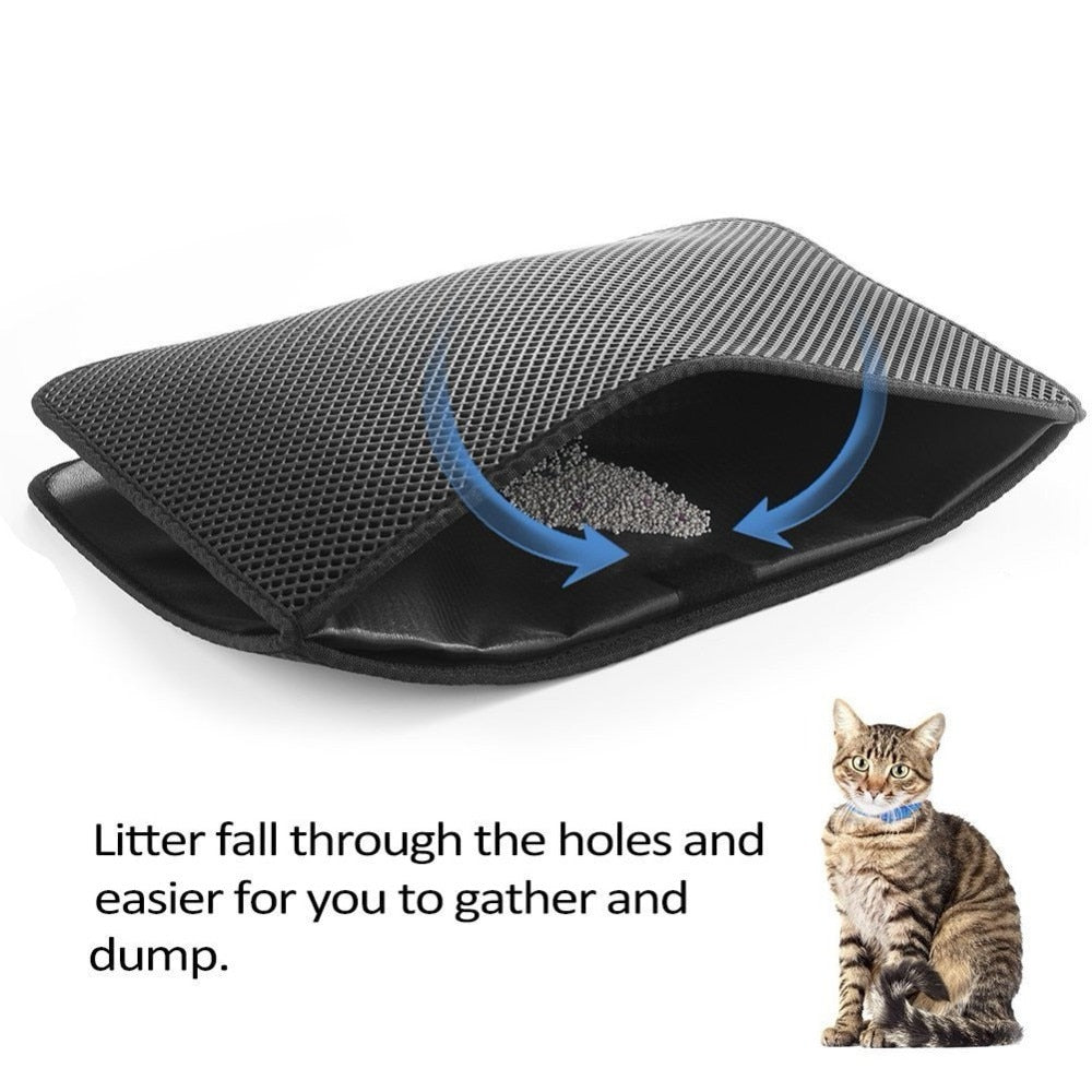 Pet Cat Litter Mat Waterproof EVA Double Layer Cat Litter Trapping Pet Litter Box Mat Clean Pad Products For Cats Accessories