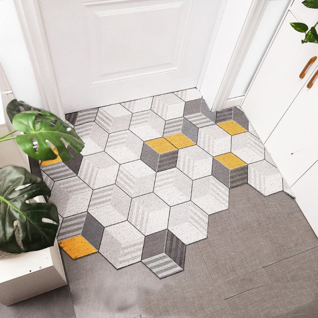 Doormat Non-Slip Waterproof Dustproof Carpet Hallway Bath Mat PVC Kitchen Mat Can Be Cut Custom Indoor Home Entrance Doormat