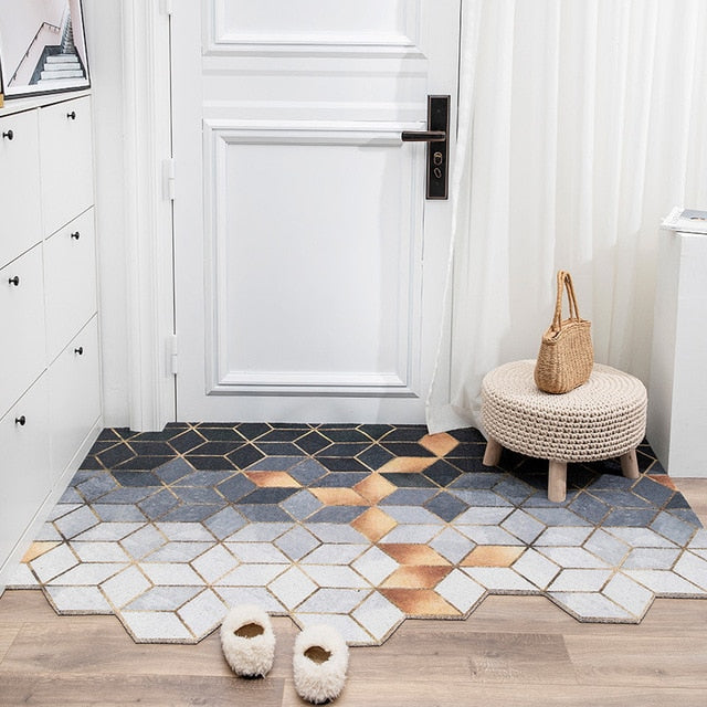 Doormat Non-Slip Waterproof Dustproof Carpet Hallway Bath Mat PVC Kitchen Mat Can Be Cut Custom Indoor Home Entrance Doormat