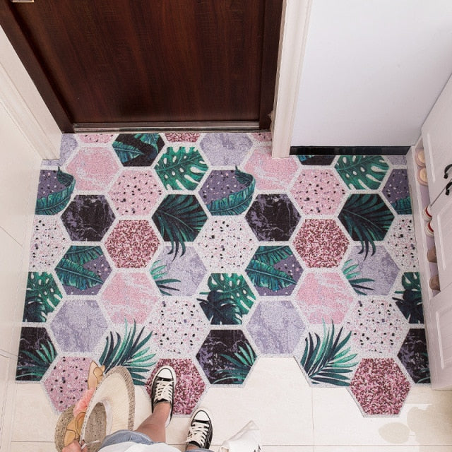 Doormat Non-Slip Waterproof Dustproof Carpet Hallway Bath Mat PVC Kitchen Mat Can Be Cut Custom Indoor Home Entrance Doormat