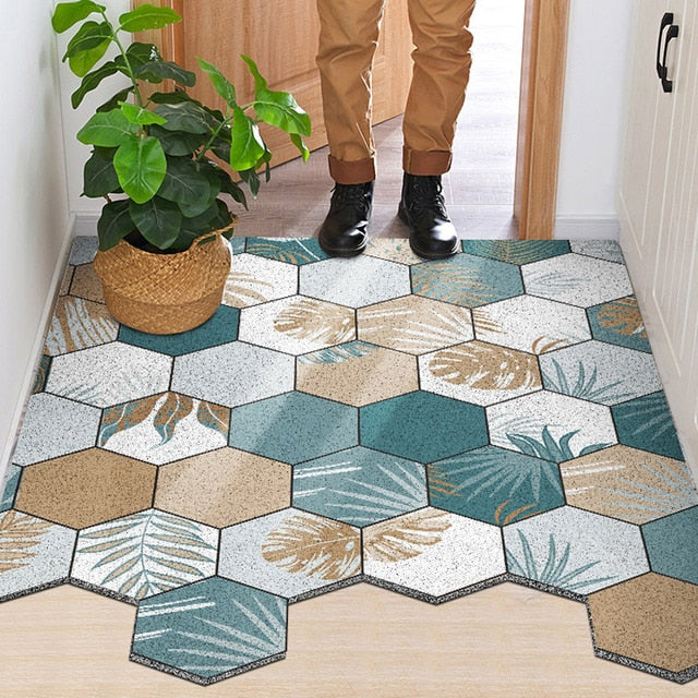 Doormat Non-Slip Waterproof Dustproof Carpet Hallway Bath Mat PVC Kitchen Mat Can Be Cut Custom Indoor Home Entrance Doormat