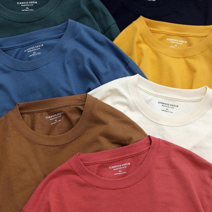 Long Sleeve T Shirt Men Solid Color 100% Cotton O-neck Tops Plus Size High Quality T-shirt