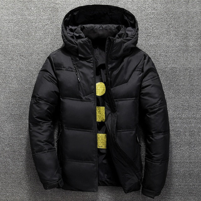 Jacket Coat Casual Autumn Stand Collar Puffer Thick Hat White Duck Parka Male Winter Down Jacket With Hood