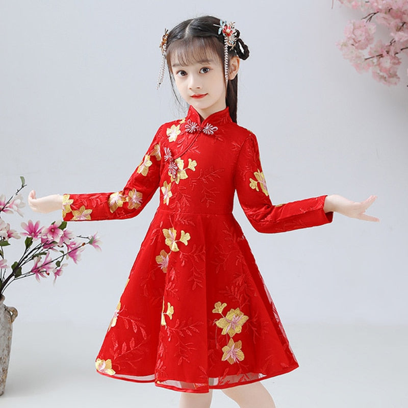 Dresses Chinese Style Retro Embroidery Clothing Dress New Year Traditional Party Costumes