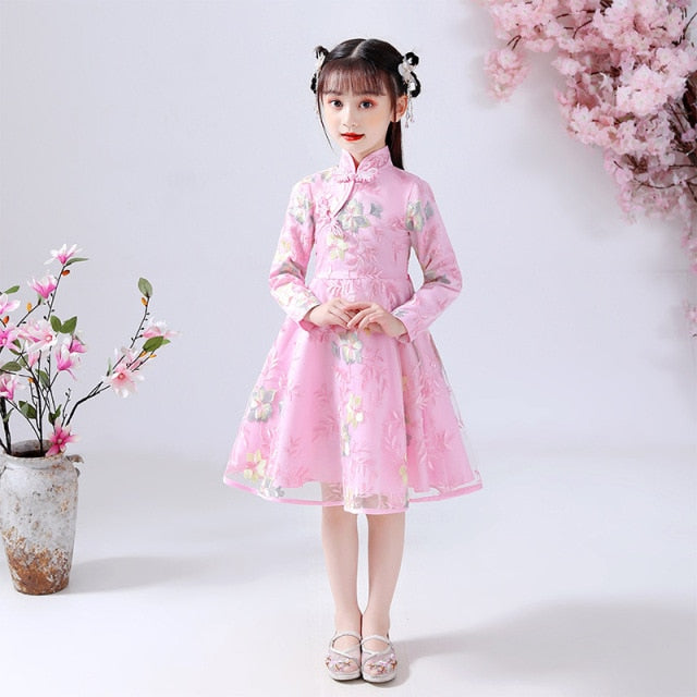 Dresses Chinese Style Retro Embroidery Clothing Dress New Year Traditional Party Costumes