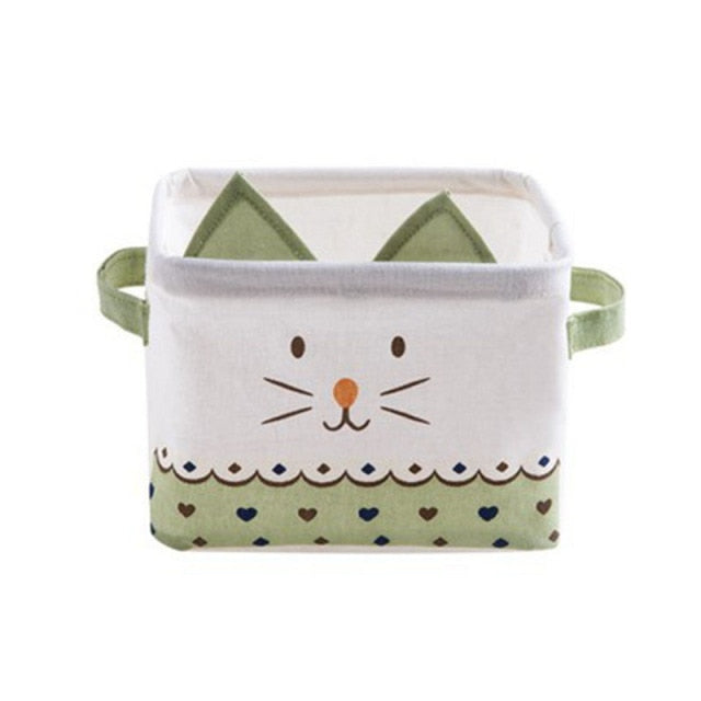 Cute Cat Desktop Storage Basket Cosmetics Container Office Stationery Waterproof Storage Box  Bags Sundries Case Organizer