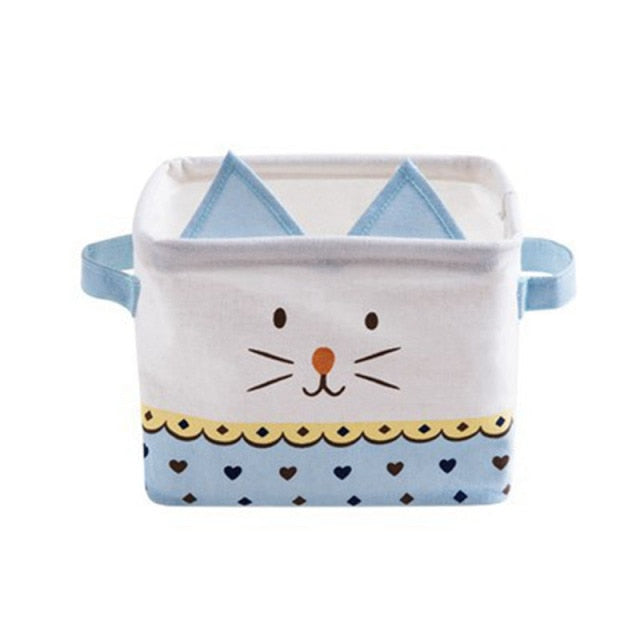 Cute Cat Desktop Storage Basket Cosmetics Container Office Stationery Waterproof Storage Box  Bags Sundries Case Organizer