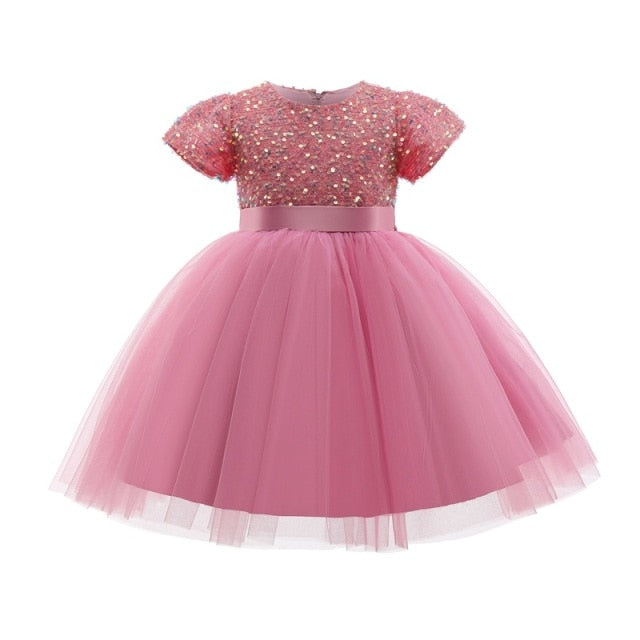 Princess Dress Sequin Party Chidlren Clothes Flower Girls Wedding Evening Lace Ball Gown Elegant Kids Dresses for Girl