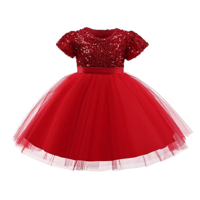 Princess Dress Sequin Party Chidlren Clothes Flower Girls Wedding Evening Lace Ball Gown Elegant Kids Dresses for Girl